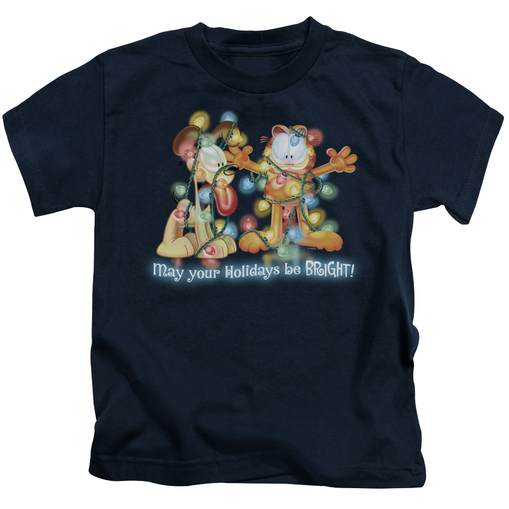 Garfield Bright Holidays Short Sleeve Juvenile 18-1 T-Shirt, Navy - Medium 5-6
