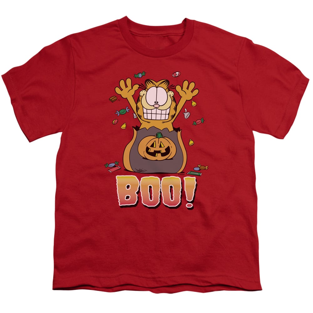 Garfield Boo Short Sleeve Youth 18-1 T-Shirt, Red - Medium