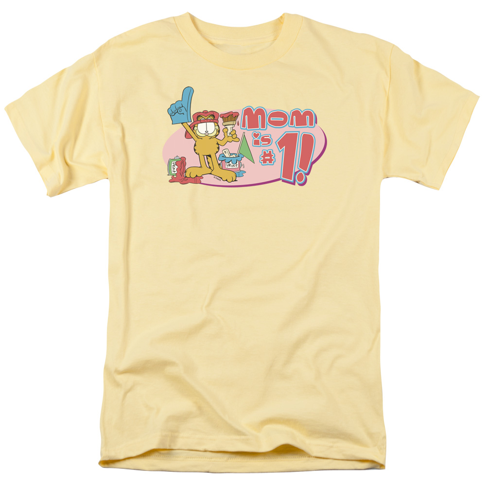 Garfield Mom Number One Short Sleeve Adult 18-1 Mens T-Shirt, Banana - Medium