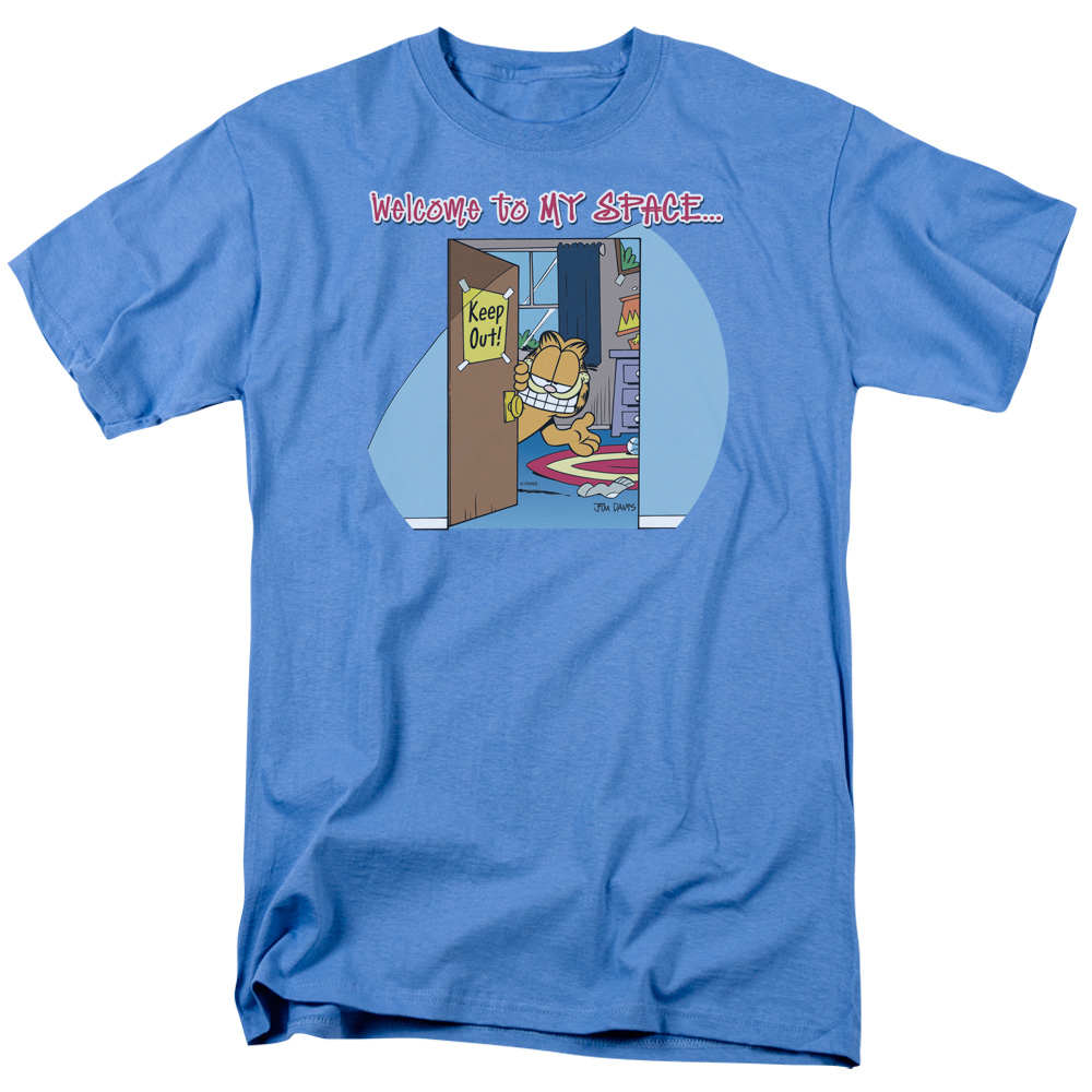 Garfield Welcome to Myspace Short Sleeve Adult 18-1 Mens T-Shirt, Carolina Blue - Large