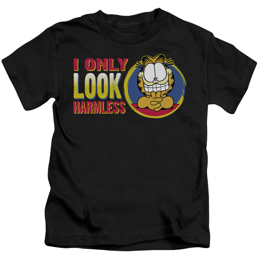 Garfield I Only Look Harmless Short Sleeve Juvenile 18-1 T-Shirt, Black - Medium 5-6