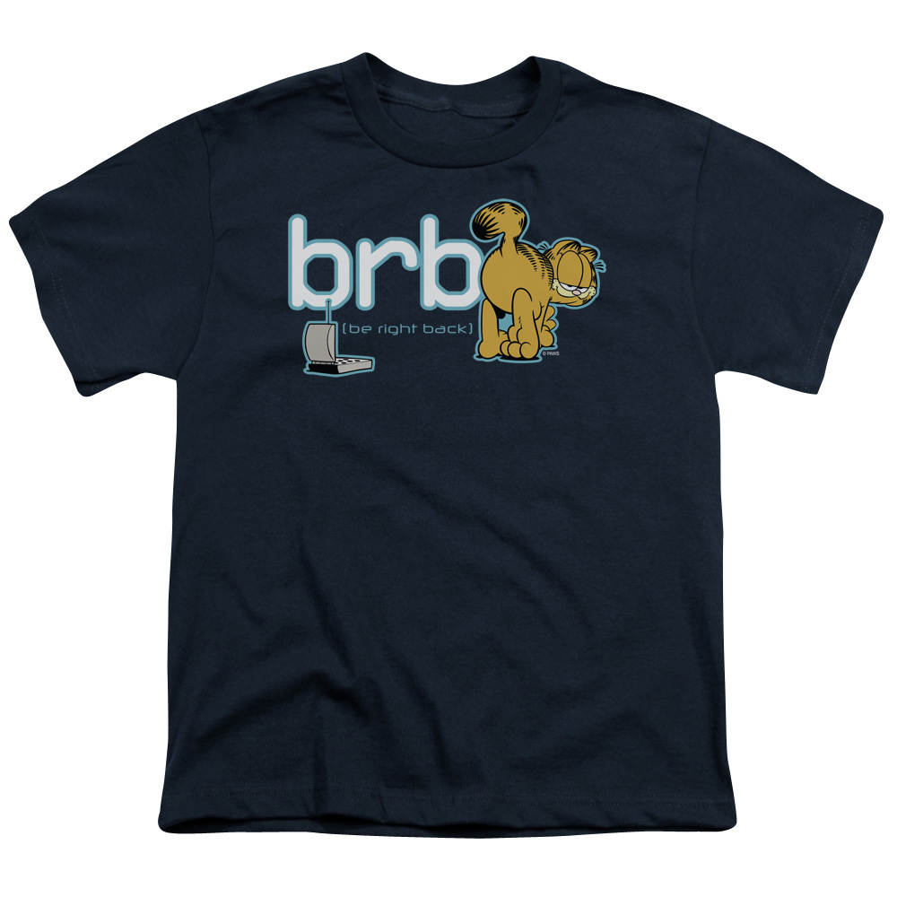 Garfield Be Right Back Short Sleeve Youth 18-1 T-Shirt, Navy - Small
