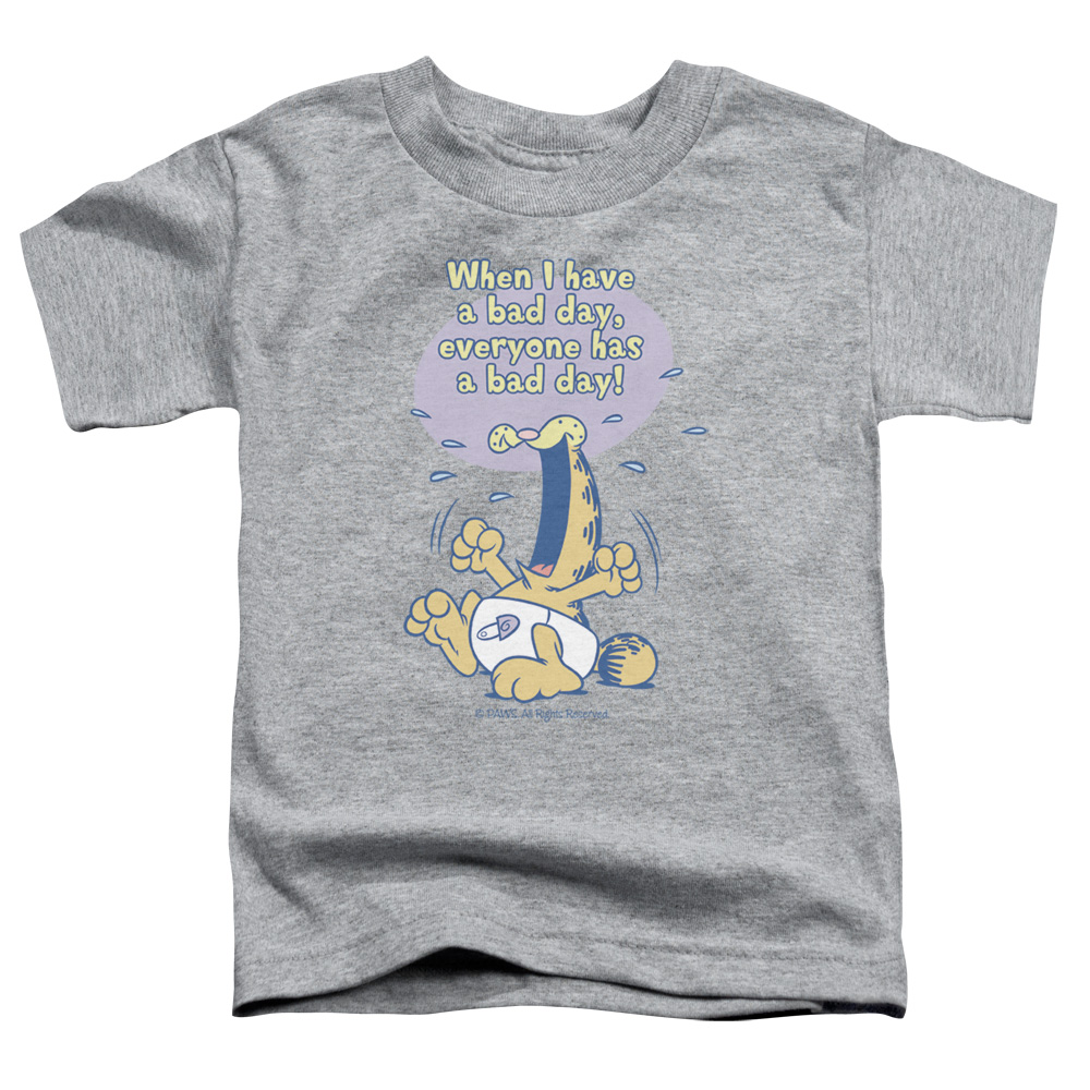 Garfield Bad Day Short Sleeve Toddler T-Shirt, Athletic Heather - Medium 3T