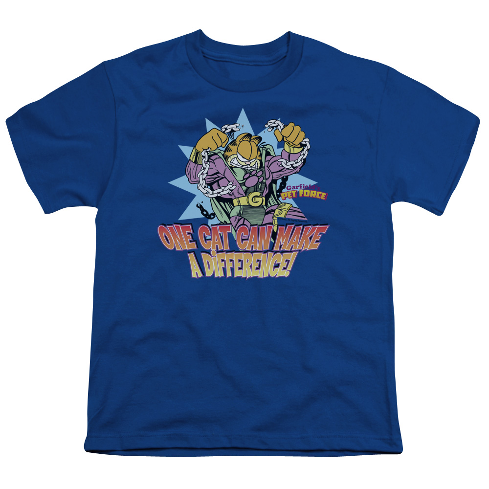 Garfield Make a Difference Short Sleeve Youth 18-1 T-Shirt, Royal Blue - Medium