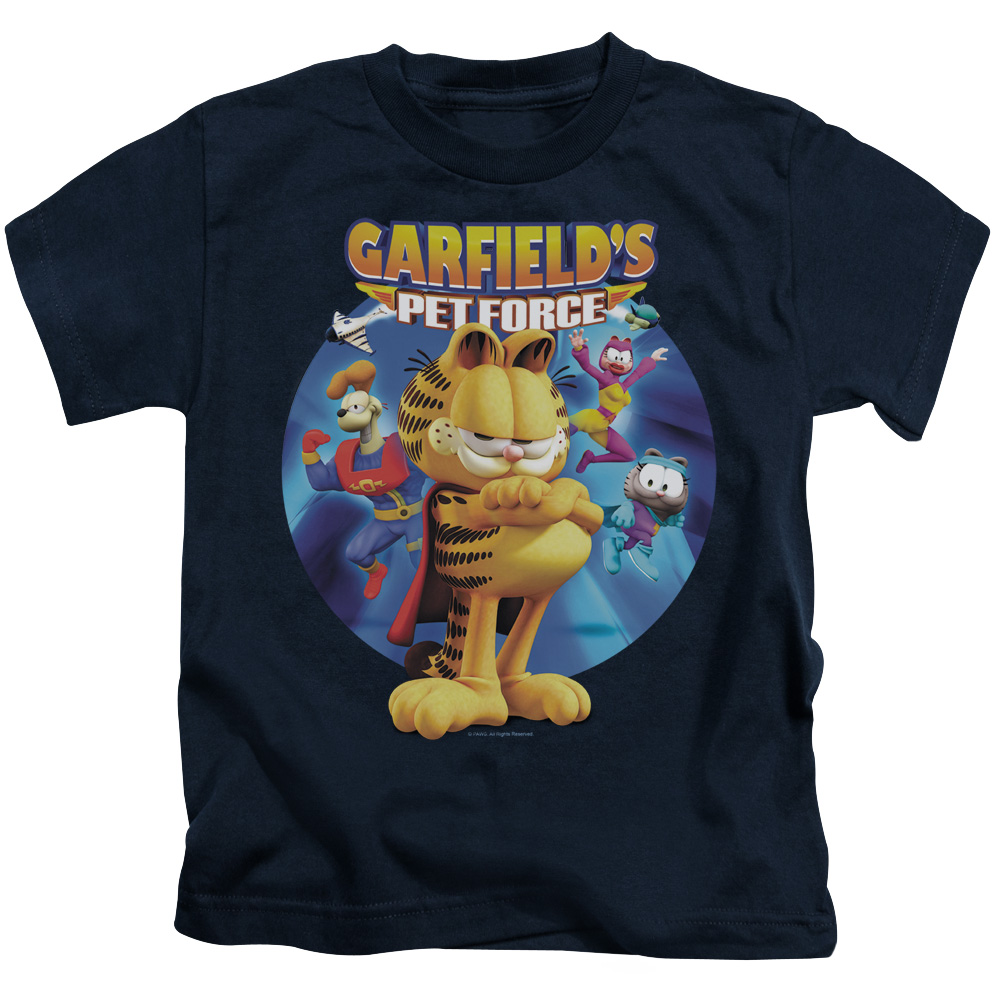 Garfield Dvd Art Short Sleeve Juvenile 18-1 T-Shirt, Navy - Medium 5-6