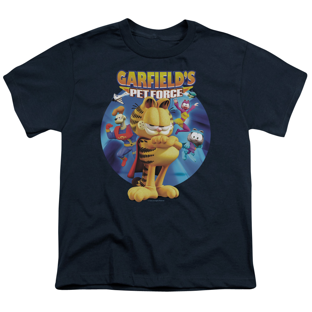 Garfield Dvd Art Short Sleeve Youth 18-1 T-Shirt, Navy - Medium