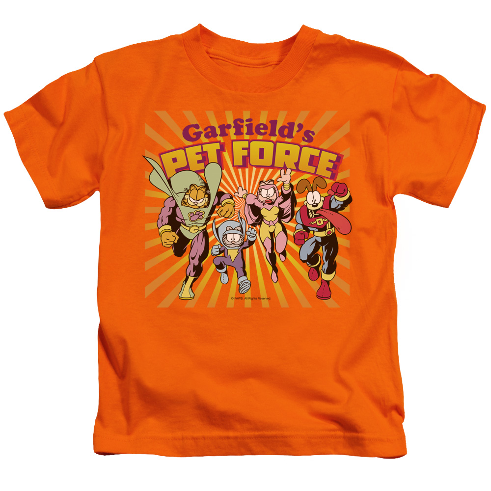 Garfield Pet Force Burst Short Sleeve Juvenile 18-1 T-Shirt, Orange - Medium 5-6