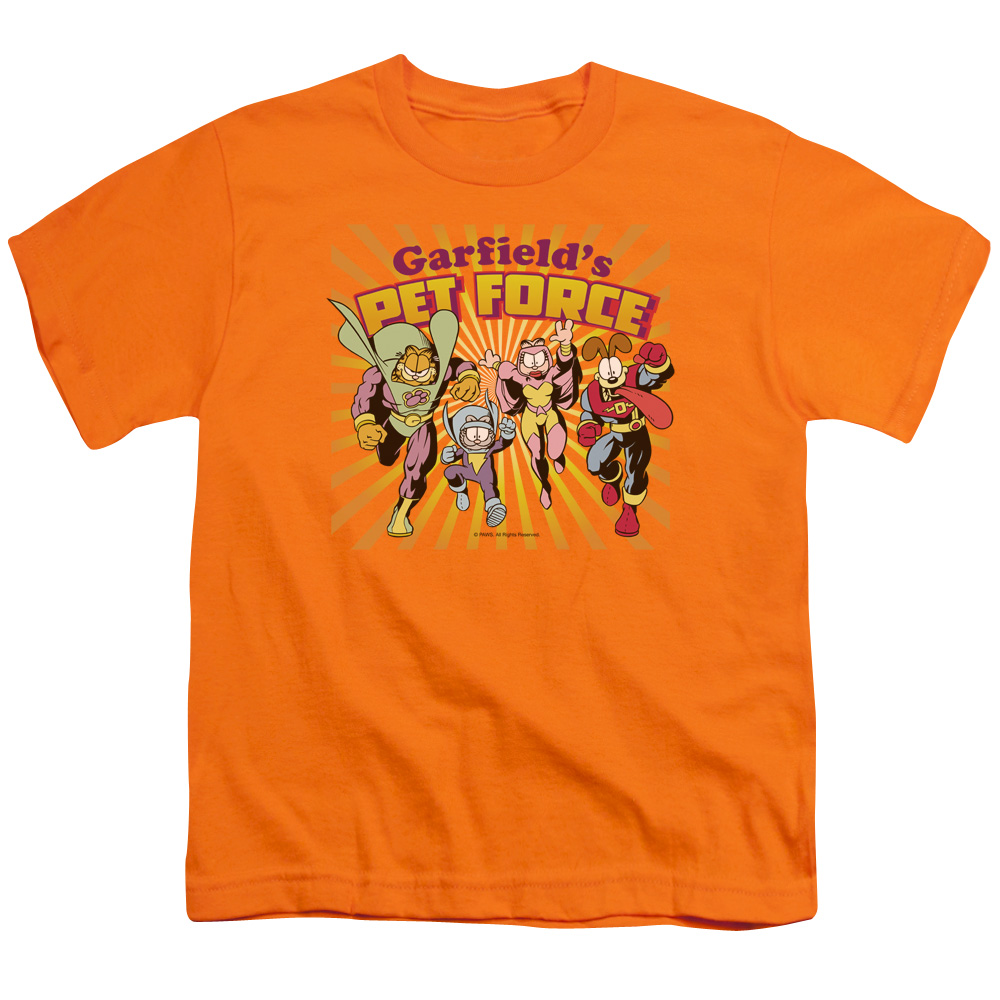 Garfield Pet Force Burst Short Sleeve Youth 18-1 T-Shirt, Orange - Medium