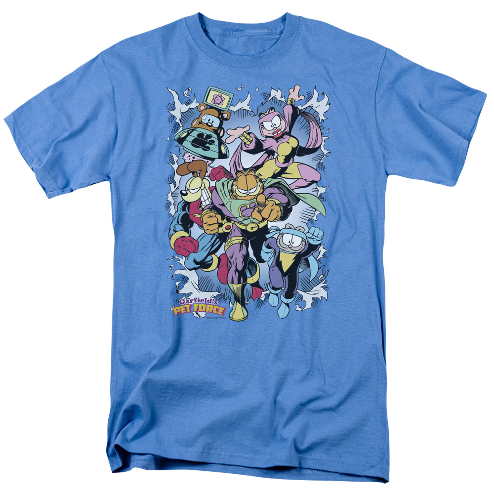 Garfield Ripped Short Sleeve Adult 18-1 Mens T-Shirt, Carolina Blue - Large