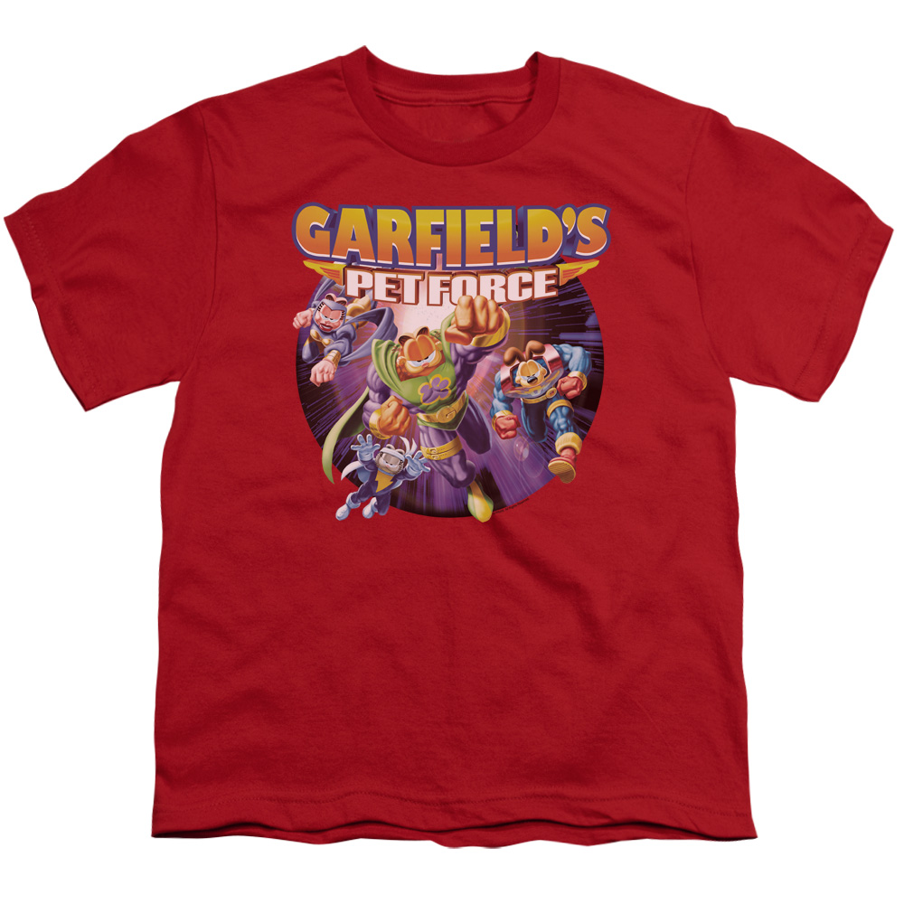 Garfield Pet Force Four Short Sleeve Youth 18-1 T-Shirt, Red - Medium