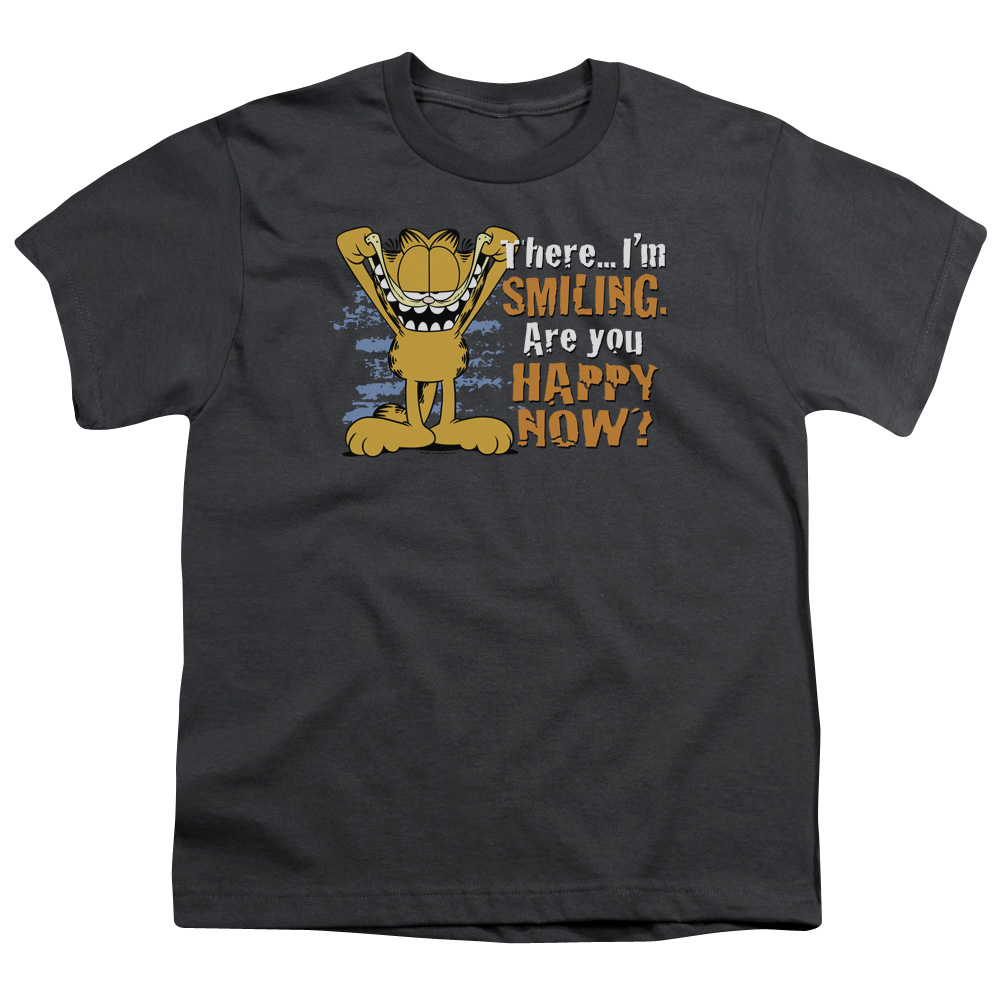 Garfield Smalliling Short Sleeve Youth 18-1 T-Shirt, Charcoal - Small