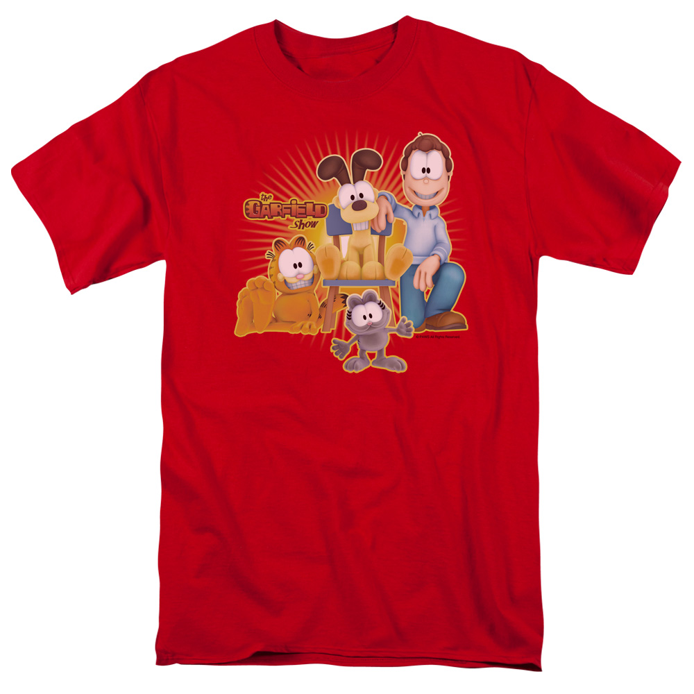 GAR452-AT-5 Garfield Say Cheese Short Sleeve Adult 18-1 Mens T-Shirt, Red - 2X