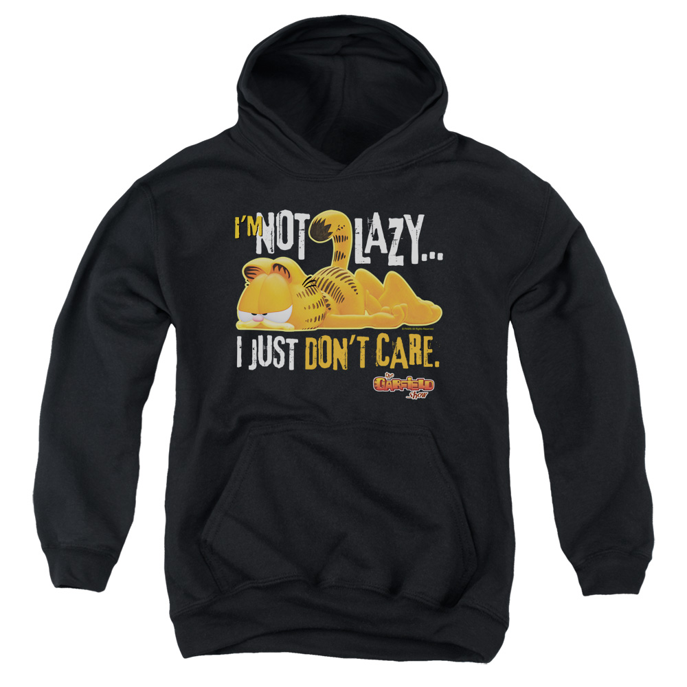 Garfield Not Lazy Youth Pull Over Hoodie, Black - Medium