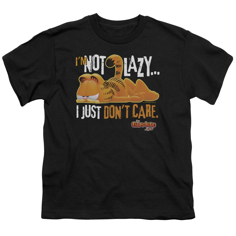 Garfield Not Lazy Short Sleeve Youth 18-1 T-Shirt, Black - Medium
