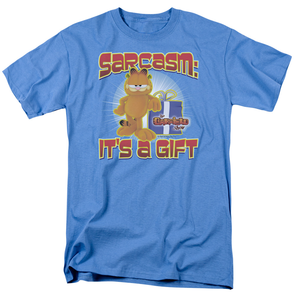 Garfield Sarcasm Short Sleeve Adult 18-1 Mens T-Shirt, Carolina Blue - Large