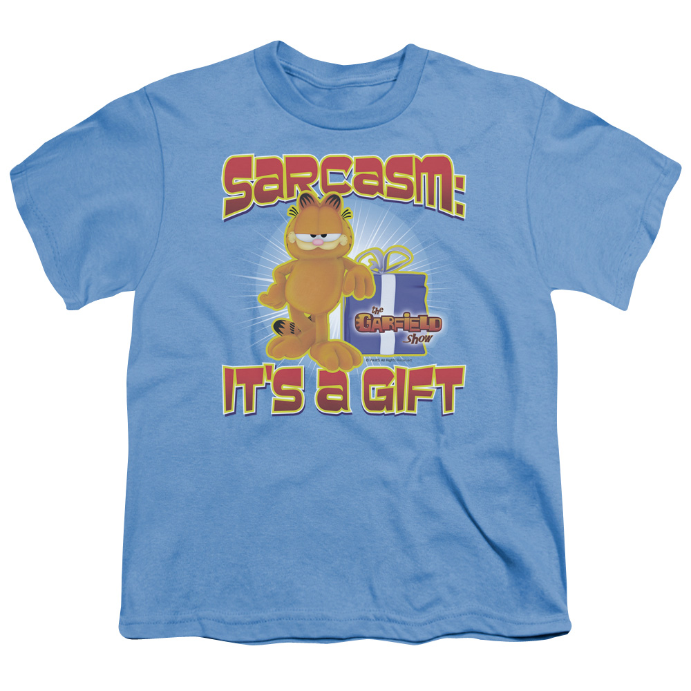 Garfield Sarcasm Short Sleeve Youth 18-1 T-Shirt, Carolina Blue - Medium