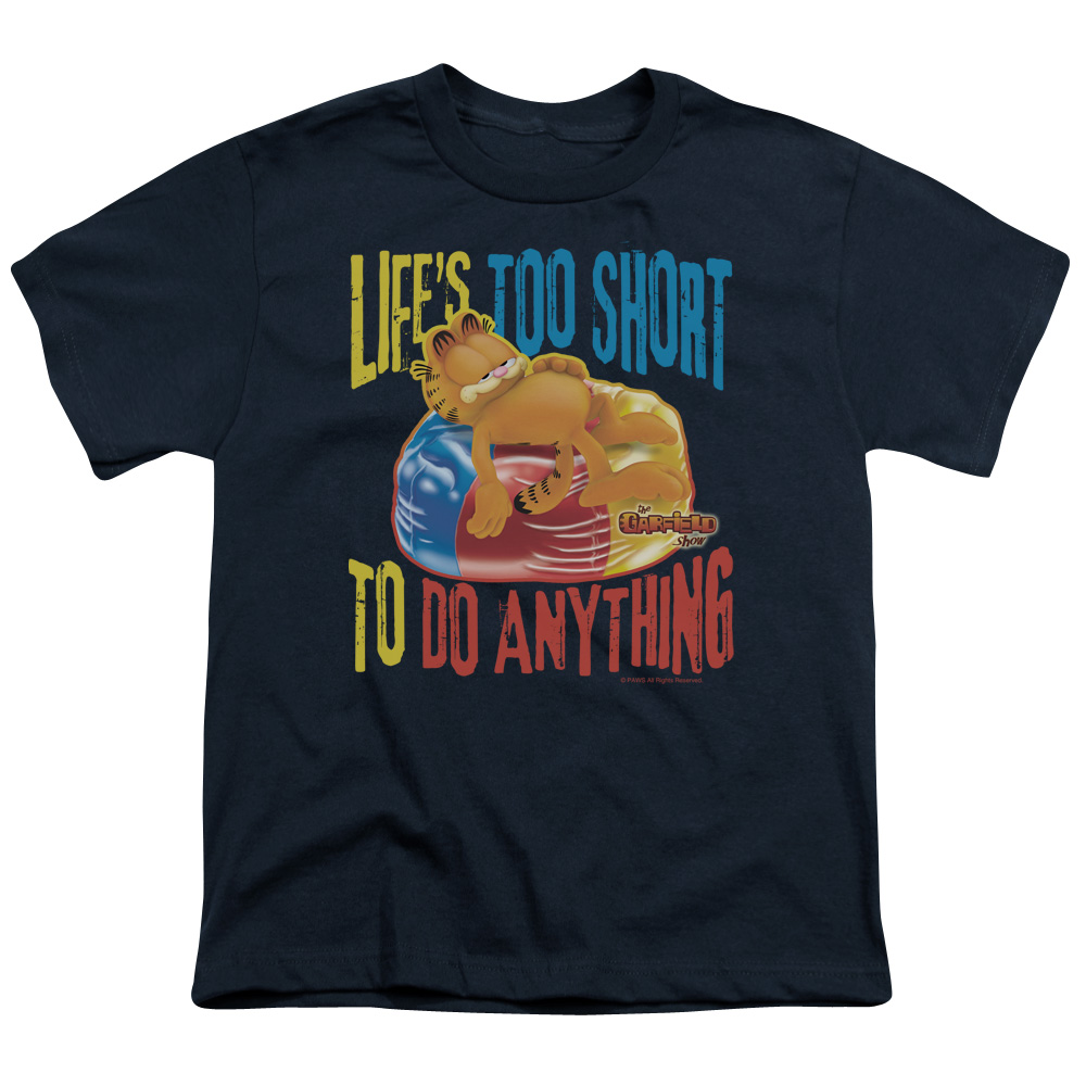 Garfield & Too Short-Short Sleeve Youth 18-1 T-Shirt, Navy - Medium