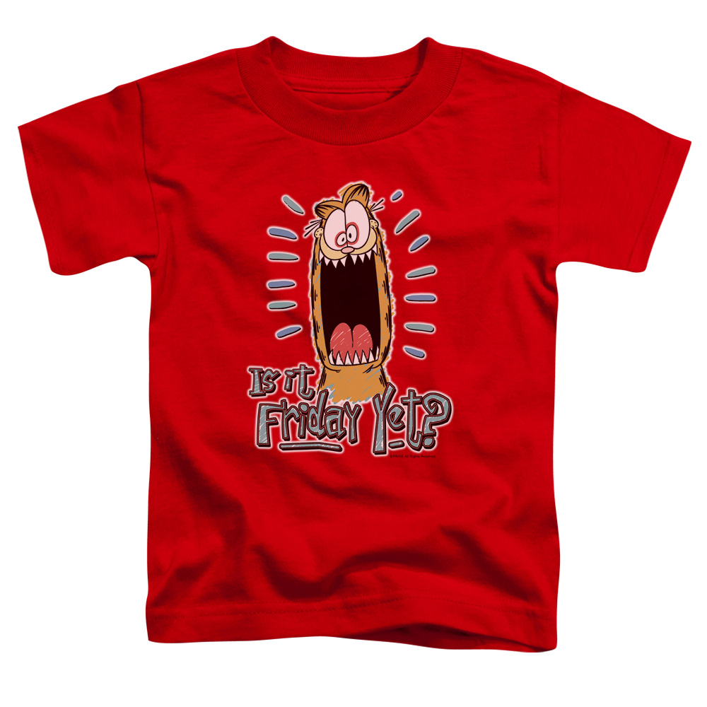 Garfield & Friday-Short Sleeve Toddler T-Shirt, Red - Medium - 3 Toddler