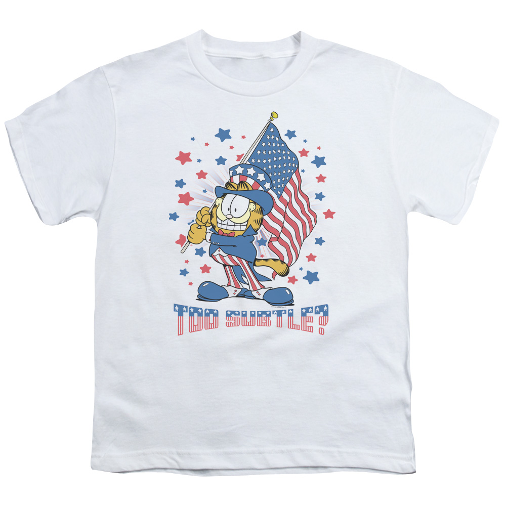 Garfield & Subtle-Short Sleeve Youth 18-1 T-Shirt, White - Medium