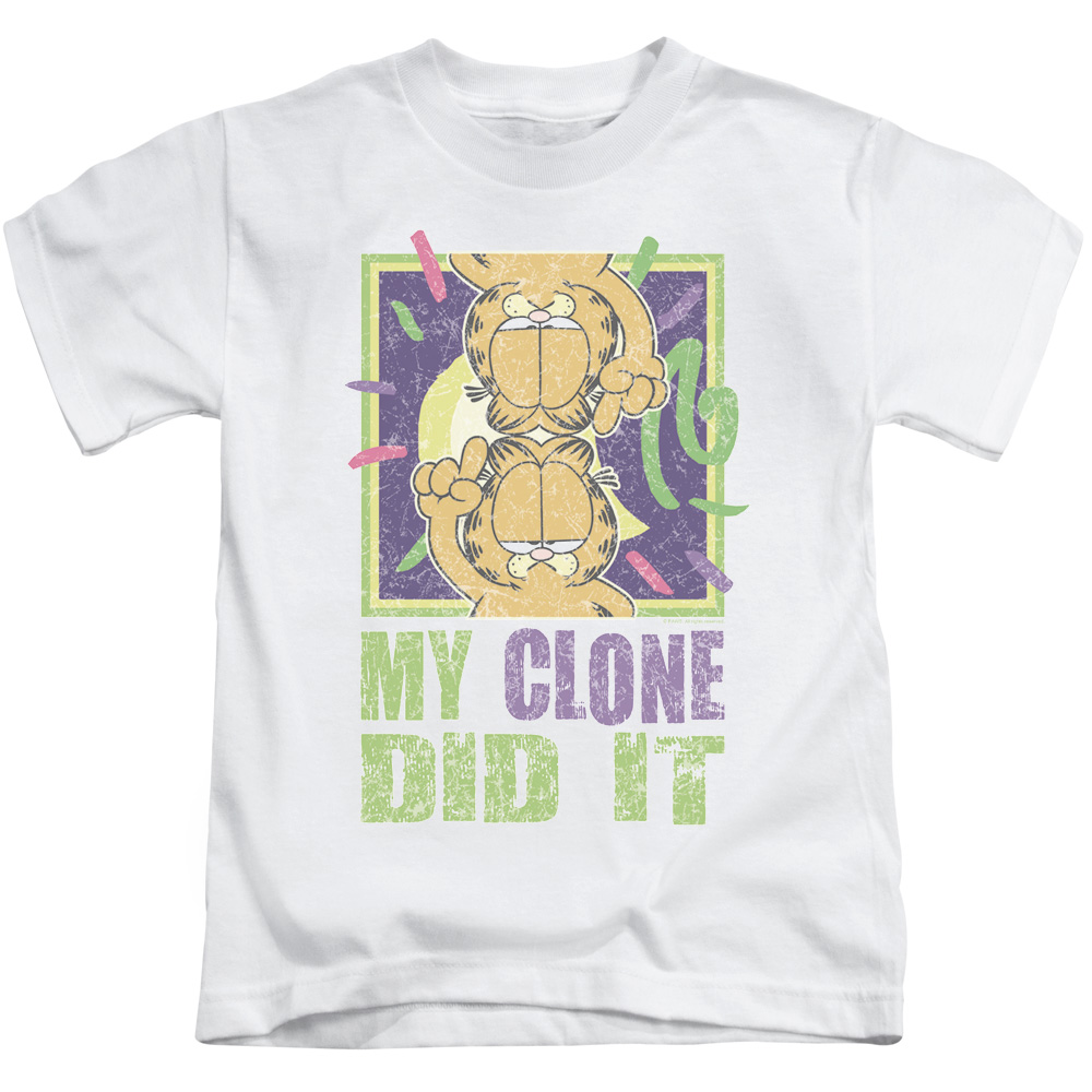 Garfield & My Clone Did It-Short Sleeve Juvenile 18-1 T-Shirt, White - Large - 7
