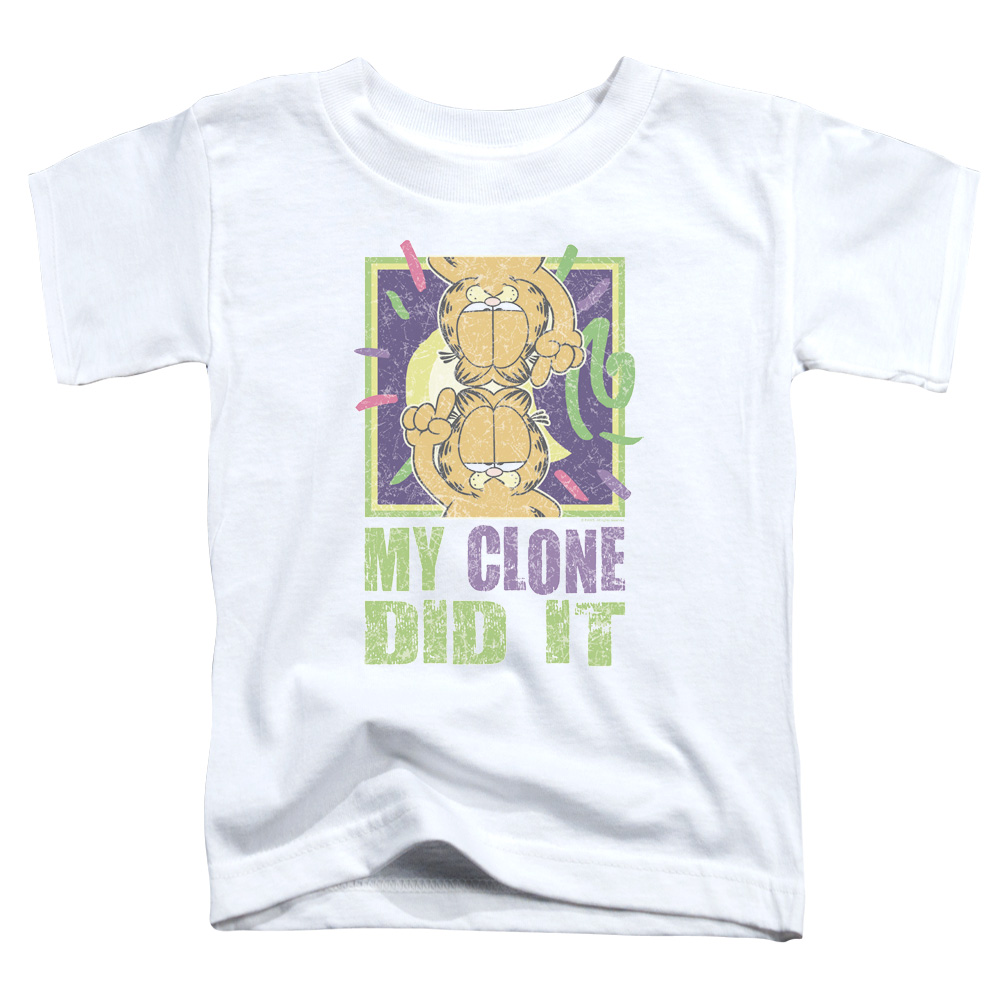 GAR488-TT-2 Garfield & My Clone Did It-Short Sleeve Toddler T-Shirt, White - Medium - 3 Toddler