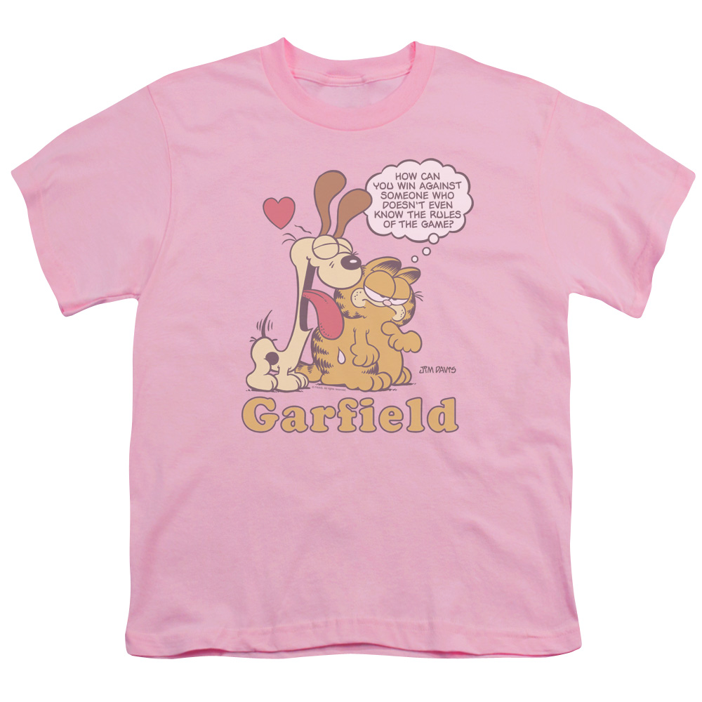 Garfield & Cant Win-Short Sleeve Youth 18-1 T-Shirt, Pink - Medium