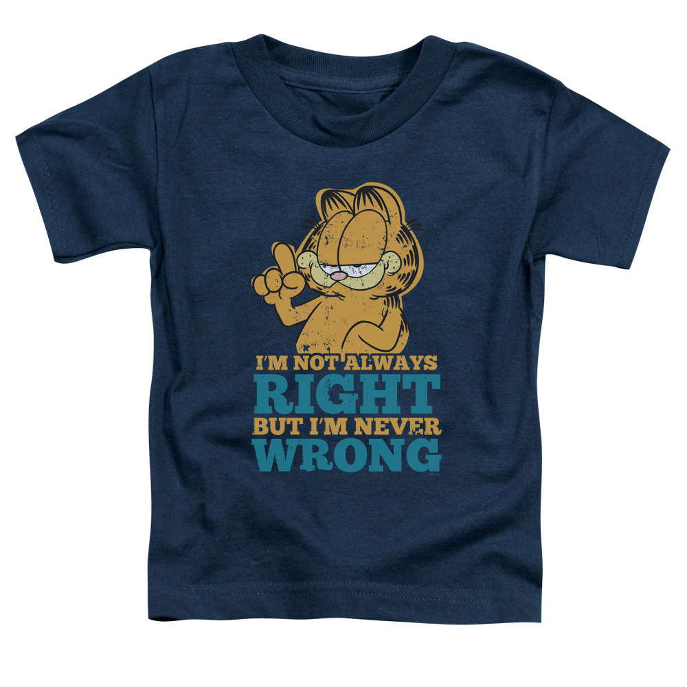 Garfield & Never Wrong-Short Sleeve Toddler T-Shirt, Navy - Large - 4 Toddler