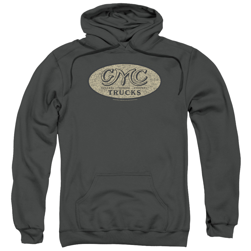 GMC & Vintage Oval Logo-Adult Pull-Over Hoodie, Charcoal - Large