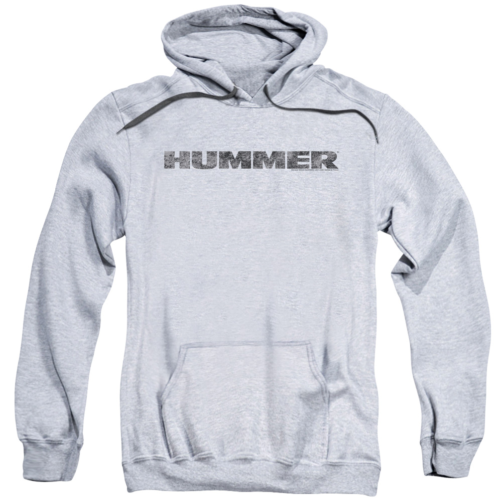 Hummer & Distressed Hummer Logo-Adult Pull-Over Hoodie, Athletic Heather - Medium