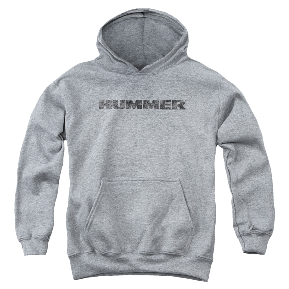 Hummer & Distressed Hummer Logo-Youth Pull-Over Hoodie, Athletic Heather - Medium