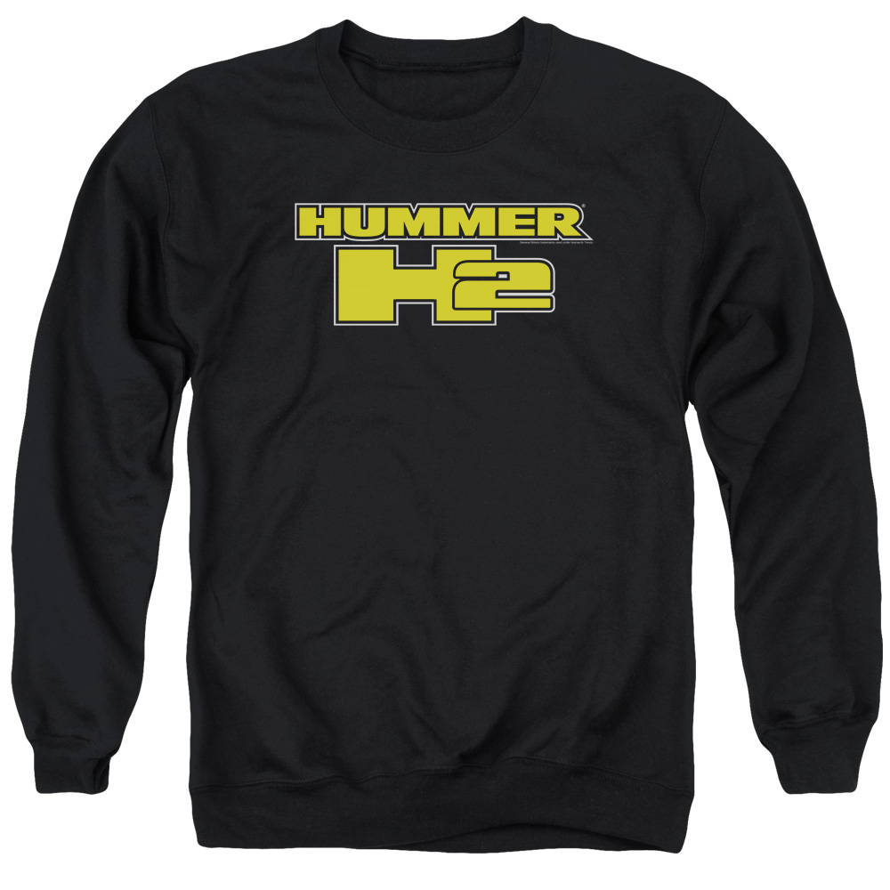 Hummer & H2 Block Logo-Adult Crewneck Sweatshirt, Black - Medium