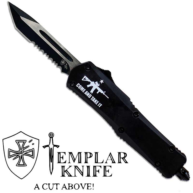 TPLR S-AR15-53-1 2.75 in. Generation II Come & Take It Tanto Black Oxide Powder D2 Serrated Edge Black Handle