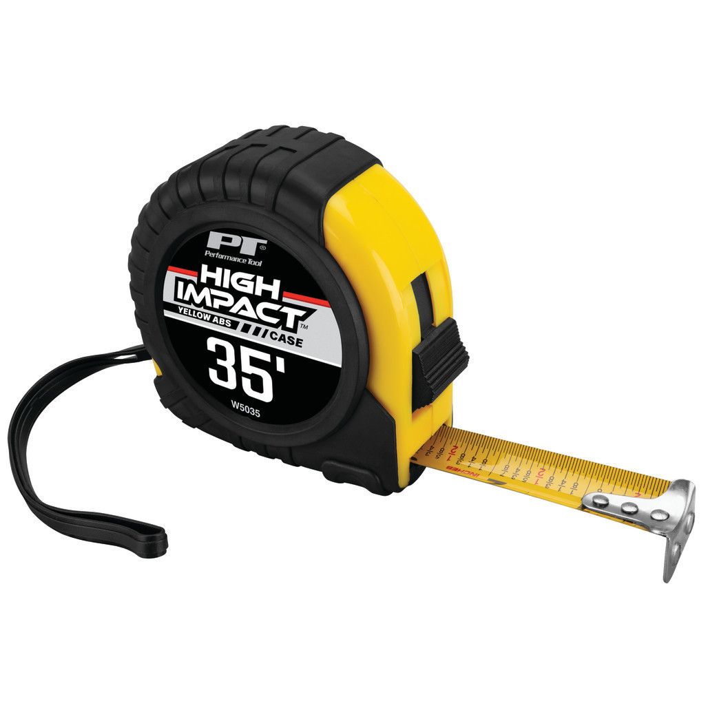 Performance Tool W5035 Black & Yellow SAE Tape Measure - 35 ft. x 1 in. Wide Blade