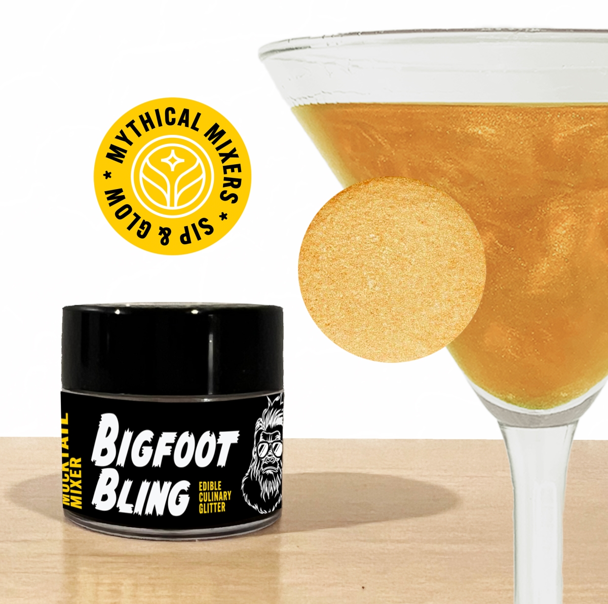 Picture of Mythical Mixers BBG-1 Bigfoot Bling Jar - Edible Drink Glitter for Cocktails and Mocktails