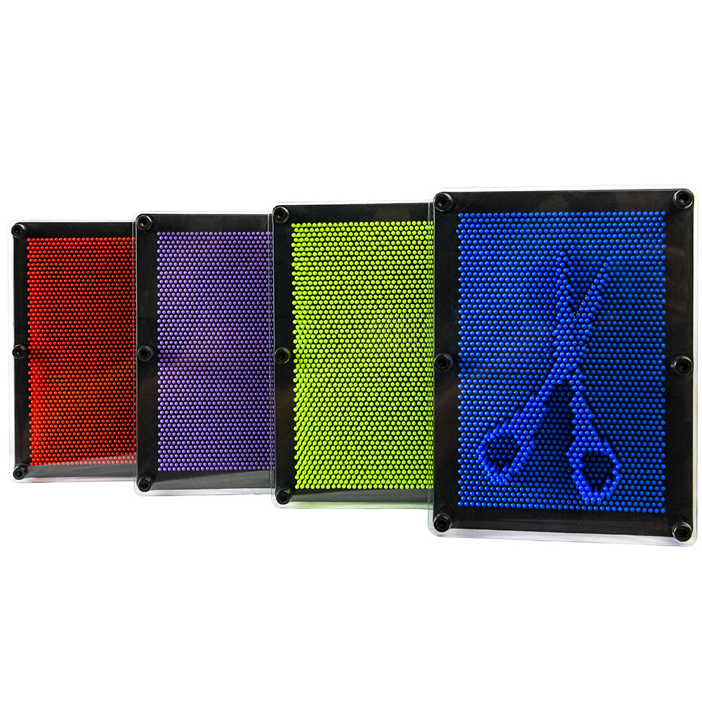 Pin Art-Assortment of 4 Colors Novelty Toys for Kids, Blue, Red & Green & Purple