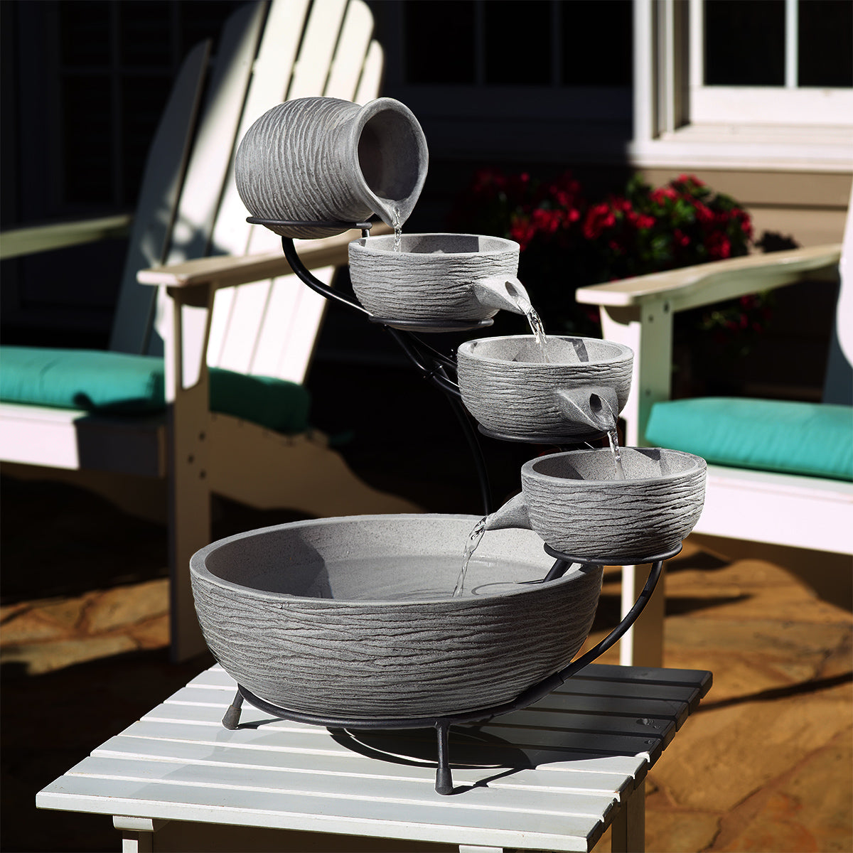 23801M01 Oslo Solar Cascade Fountain - Dark Gray Cement