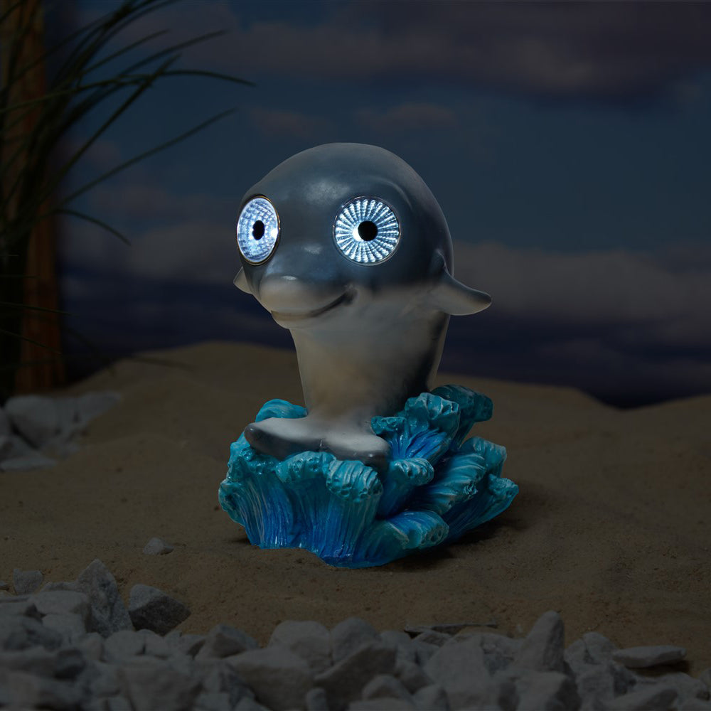 8 in. Solar Coastal Pal Dolphin Statue