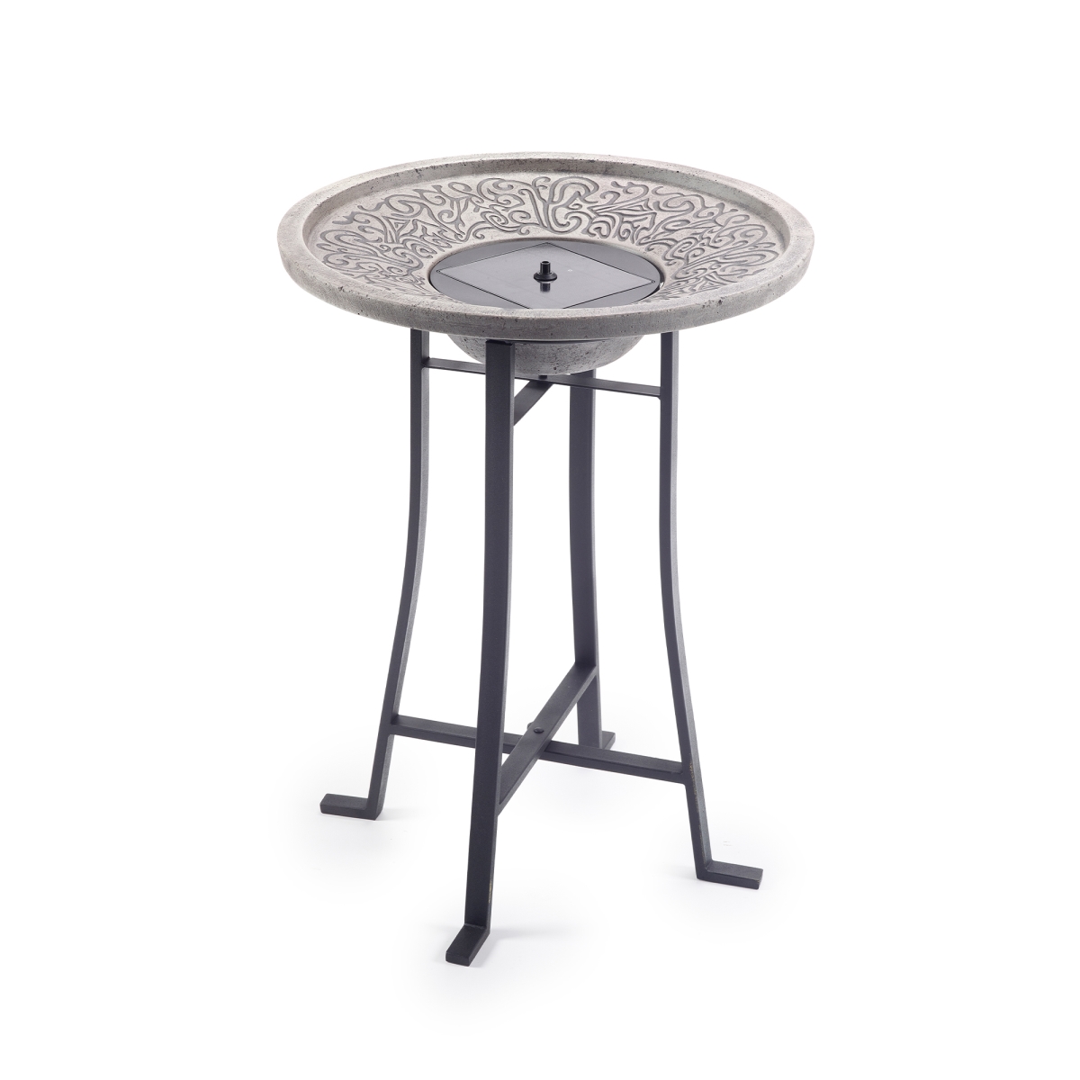 25401024 Perello IntelliSolar Light Cement Birdbath with Remote - Distressed Grey