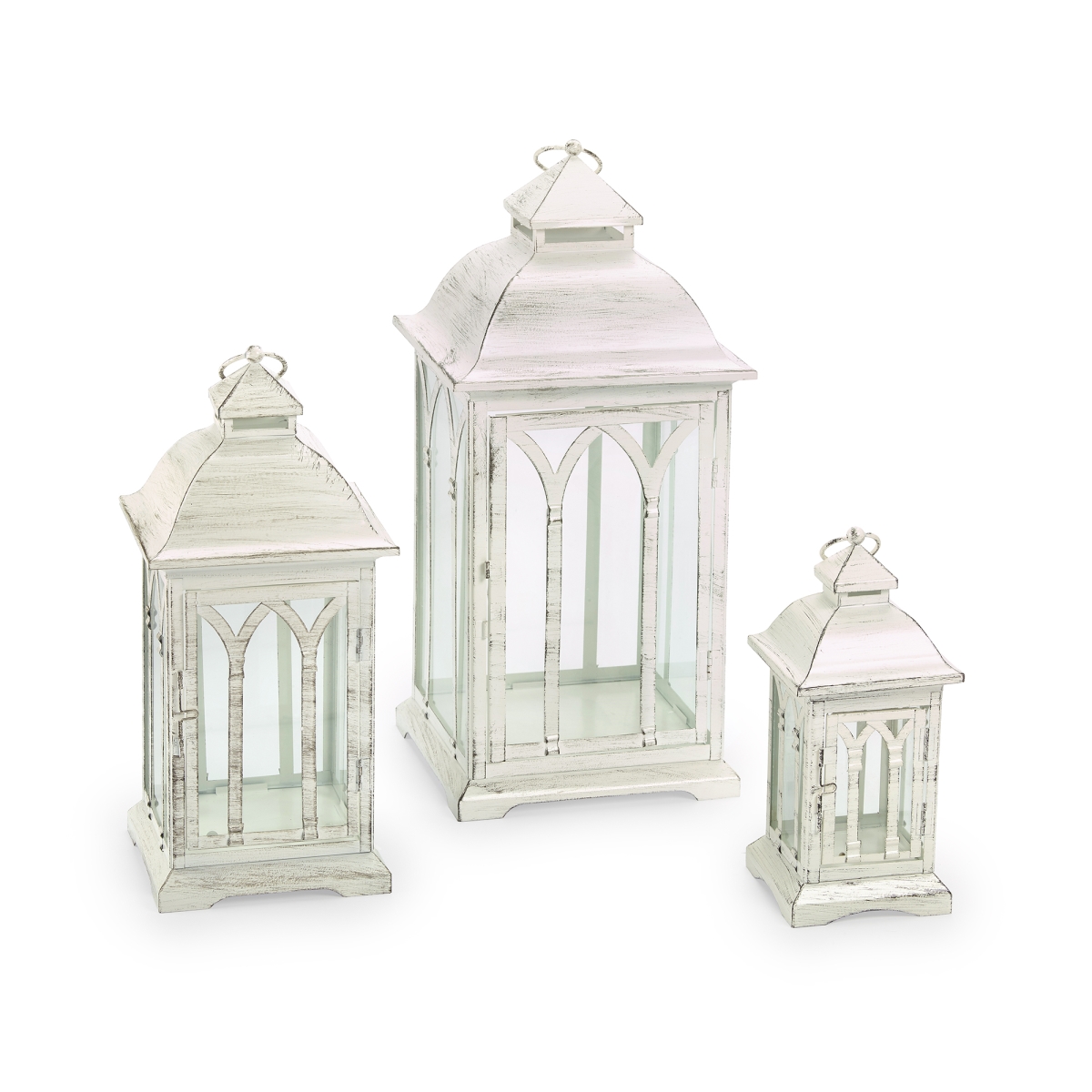 DM930WHT Lombard Nested Metal Lantern Set of 3 - White
