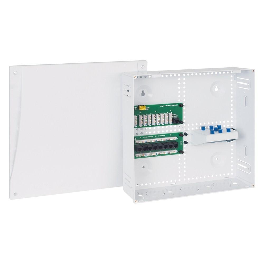 14 in. Plastic Wiring Enclosure Voice Data & Video Combo with Cover, White