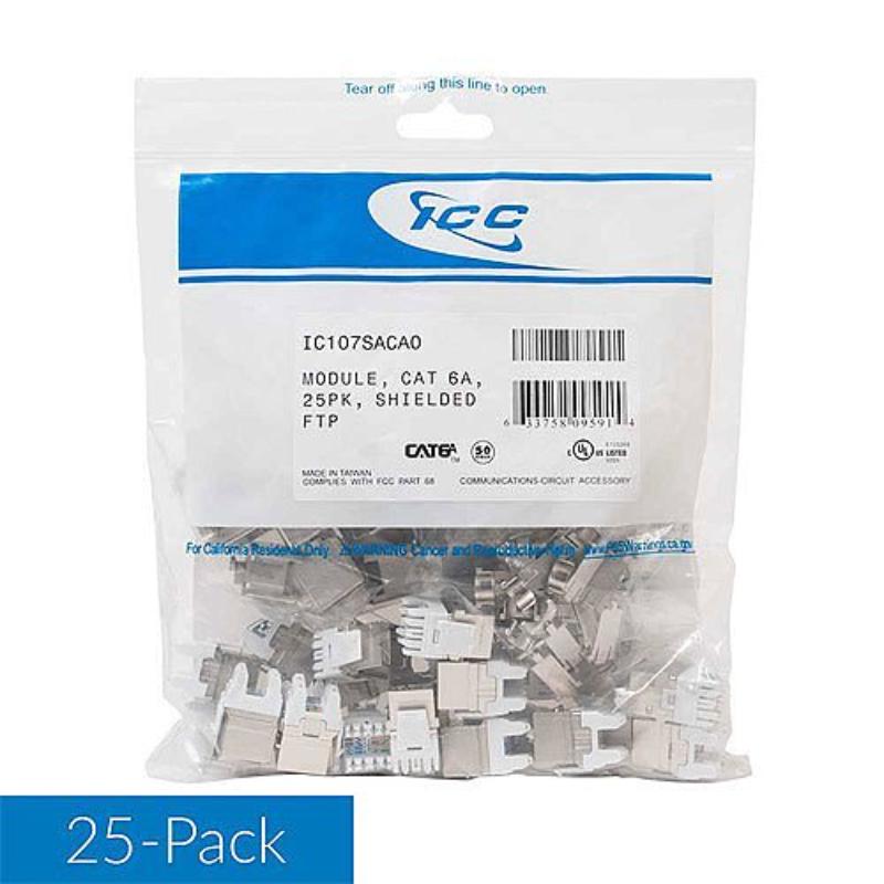 -IC107SACA0 CAT6a Shielded Modular Connector, White - Pack of 25