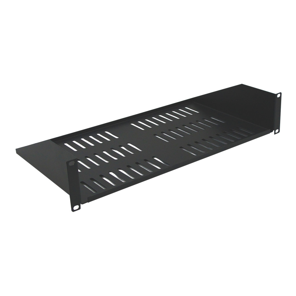 10 in. 2U Deep Single Sided Vented Shelf, Black