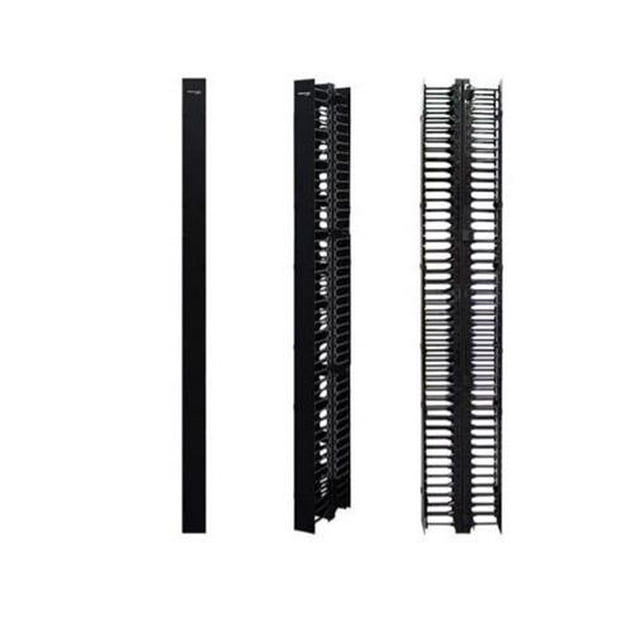 WAV-VCMC-41278D 78 in. Double Sided Vertical Plastic Duct Cable Manager, Black