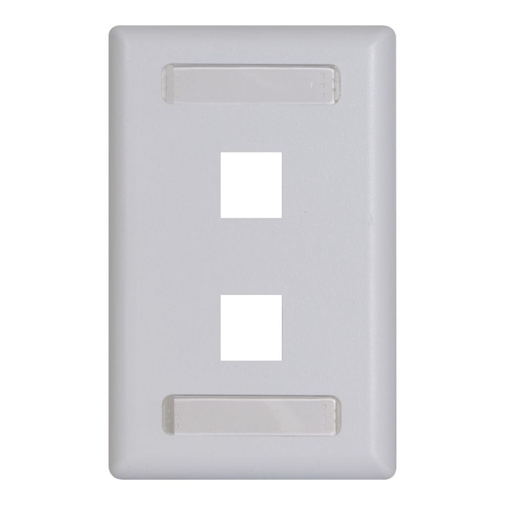 -IC107S2TWH 1-Gang 2-Port ID Faceplate - White - Pack of 10