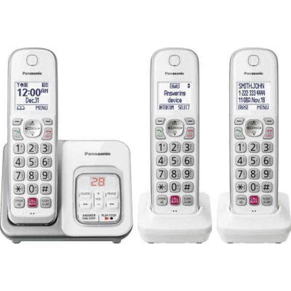 Picture of Panasonic KX-TGD833W 3 Handset Dect 6.0 Expandable Cordless Phone System&#44; White