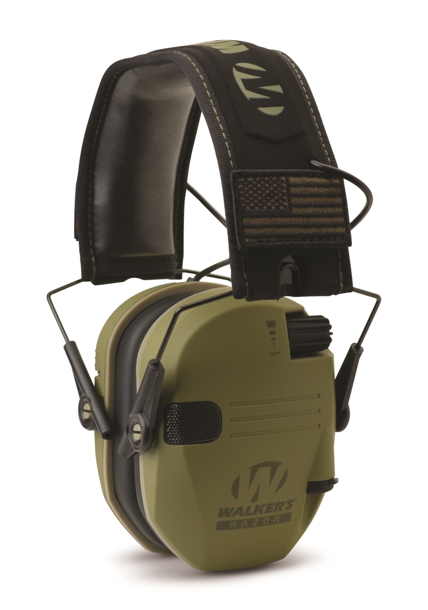 Walkers Game Ear  Razor Patriot Electronic Earmuffs, Dark Green