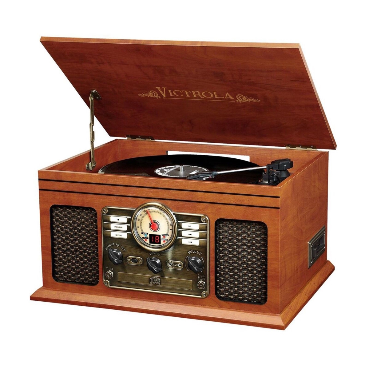 Picture of Innovative Technology INN-VTA-200B-MAH 6-In-1 Victrola Entertainment Center