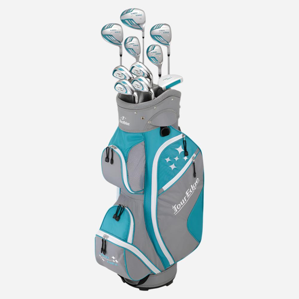 Tour Edge Lady Edge Women’s 8-Piece Complete-Set, Right Hand, Turquoise/White