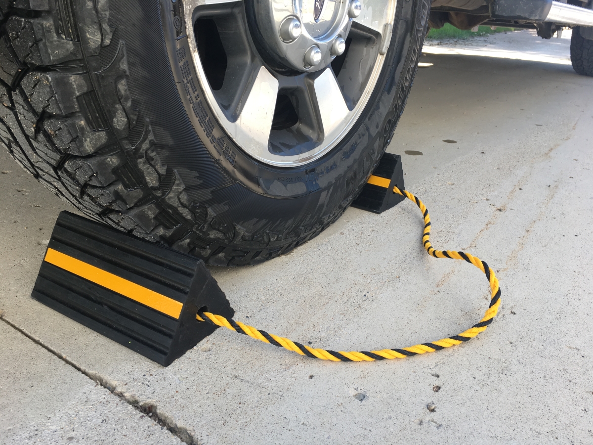 Heavy Duty Aircraft Style Rubber Wheel Chock - Set of 2