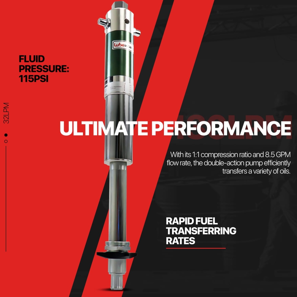 TRI-GUL002 8.5GPM-32LPM High Flow Rate Pneumatic Oil Transfer Pump
